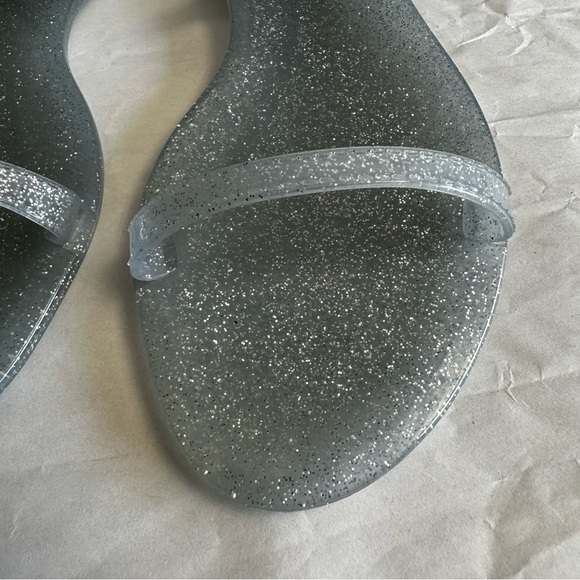Stuart Weitzman Womens Sawyer Slide Silver Glitter Sparkle Jelly Sandals Slip On - Picture 3 of 9